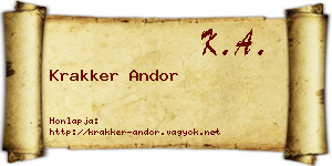 Krakker Andor névjegykártya